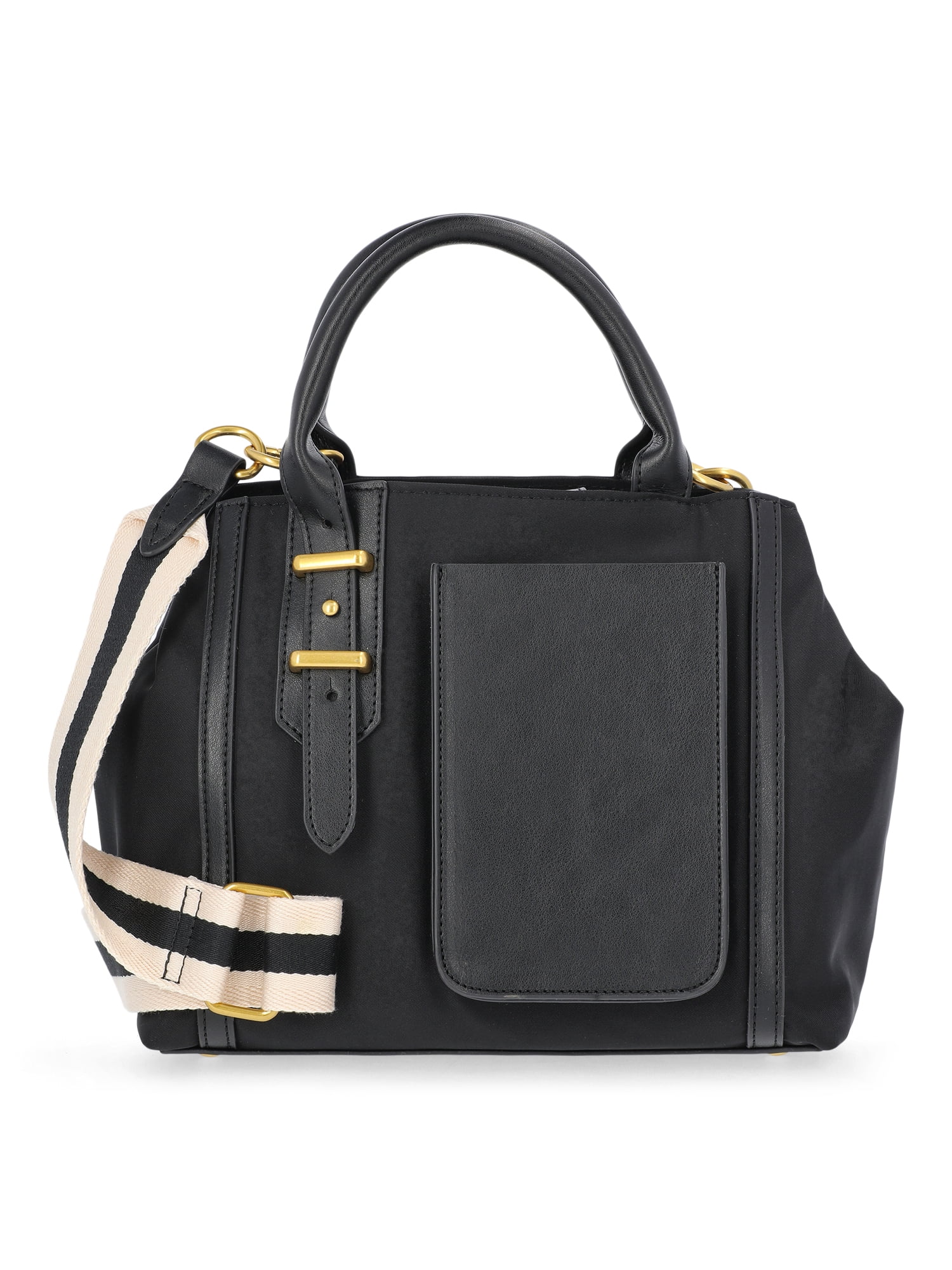 Free Assembly Women's Mixed Media Satchel, Black