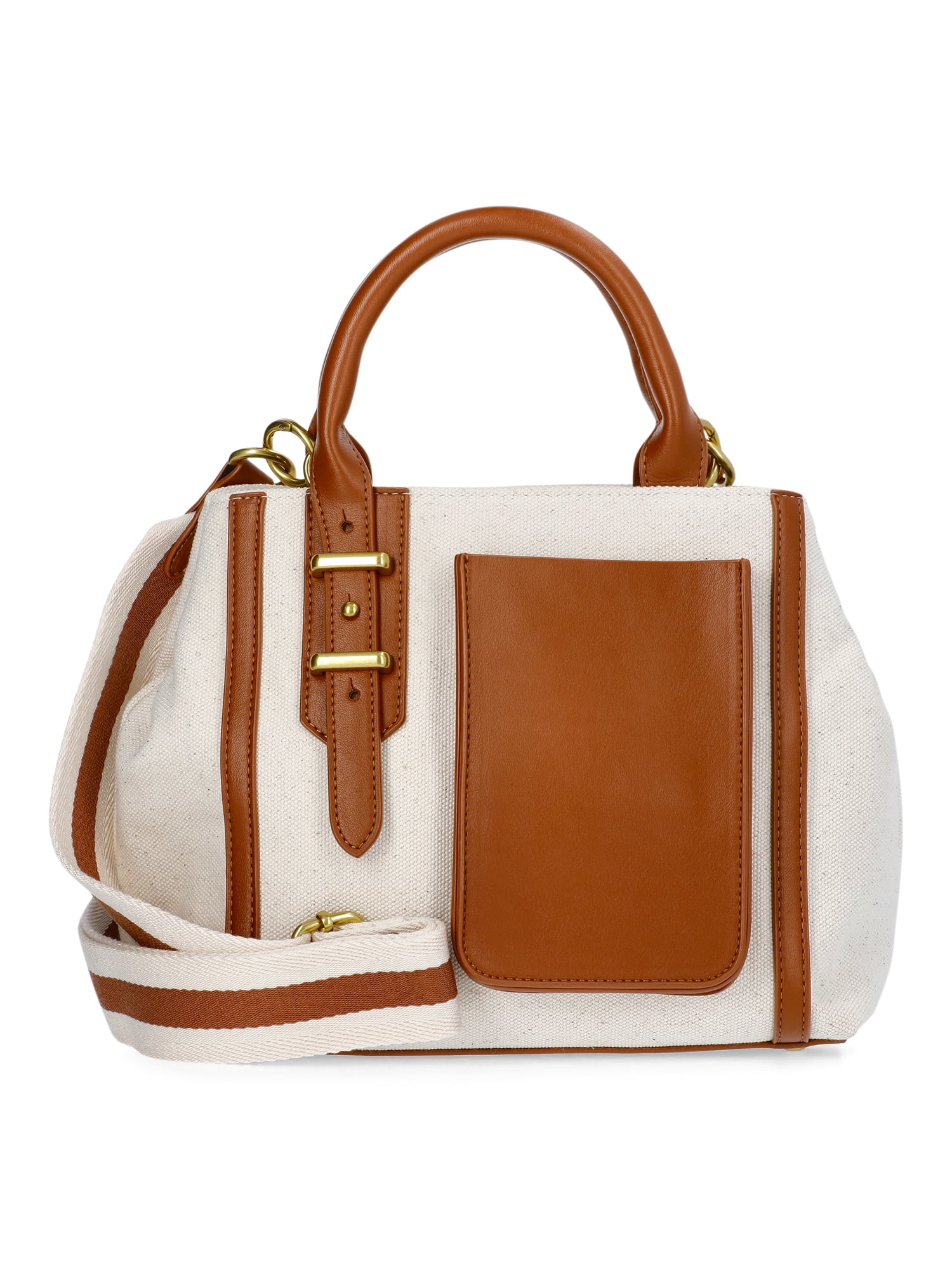 Free Assembly Women's Mixed Media Canvas Satchel - Classic Handbag