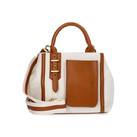 Free Assembly Women's Mixed Media Canvas Satchel - Classic Handbag