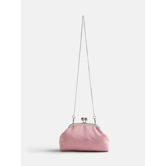 Free Assembly Women's Satin Clutch Handbag, Dusty Rose