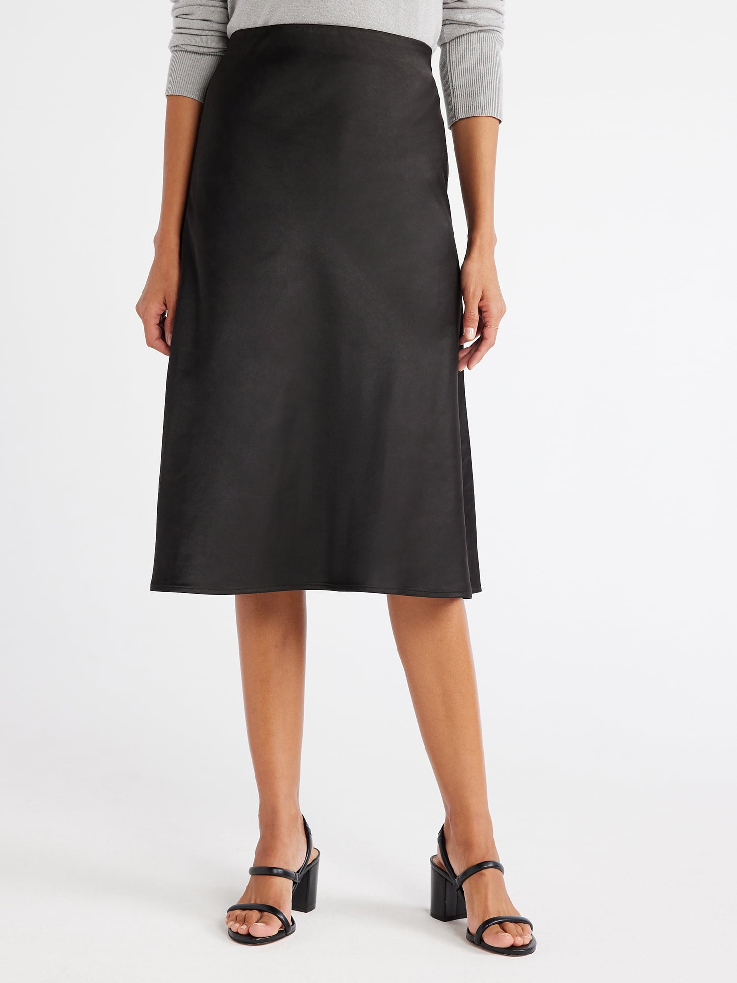 Free Assembly Women's Satin Slip Midi Skirt, Sizes XS-XXXL - Walmart.com