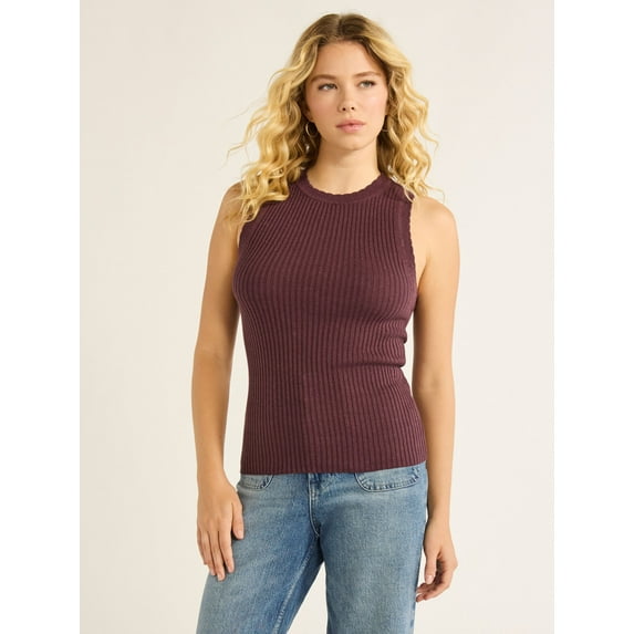 Free Assembly Women’s Scallop Trim Sleeveless Sweater, Lightweight, Sizes XS-XXL
