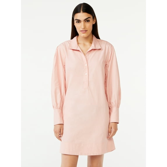 Free Assembly Women's Shift Mini Dress with Blouson Sleeves