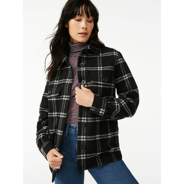 Free Assembly Women's Shirt Jacket with Gathered Sleeves