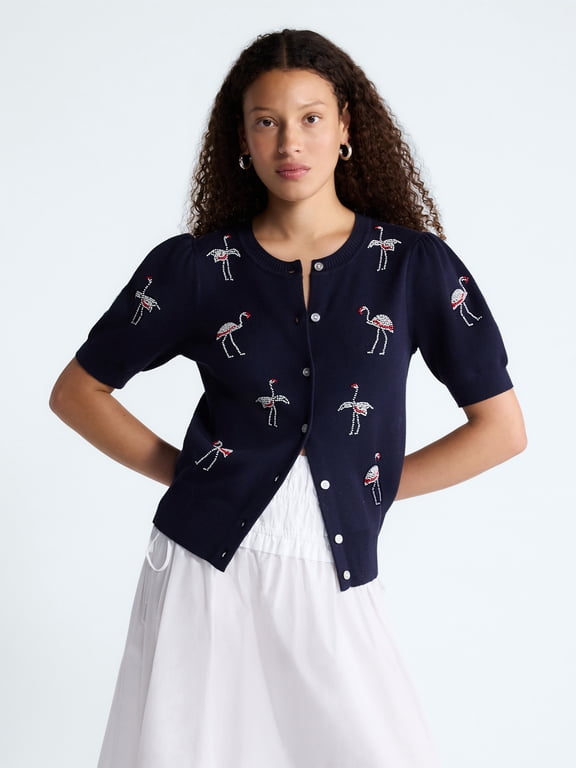 Women's Missy Short Sleeve Puff Sweater, Sizes XS-2XL