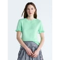 thumbnail image 1 of Free Assembly Women’s Ruffle Trim Sweater with Short Sleeves, Lightweight, Sizes XS-XXL, 1 of 5