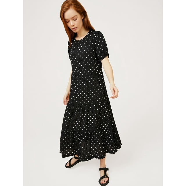 Free Assembly Women's Short Sleeve Tiered Maxi Dress
