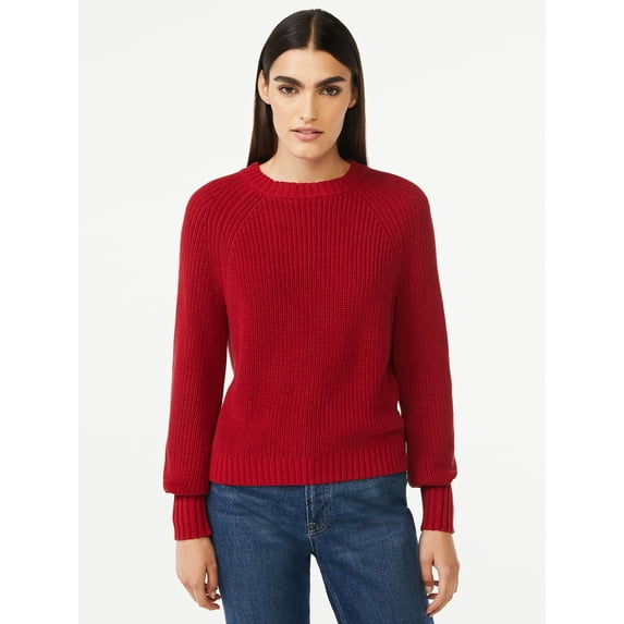 Free Assembly Women’s Shrunken Raglan Sweater with Long Sleeves