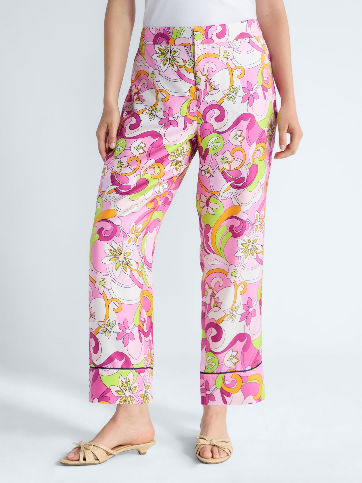 Free Assembly Women's and Women's Plus Cropped Silk Day Jama Pants, 27" Inseam, Sizes XS-4X