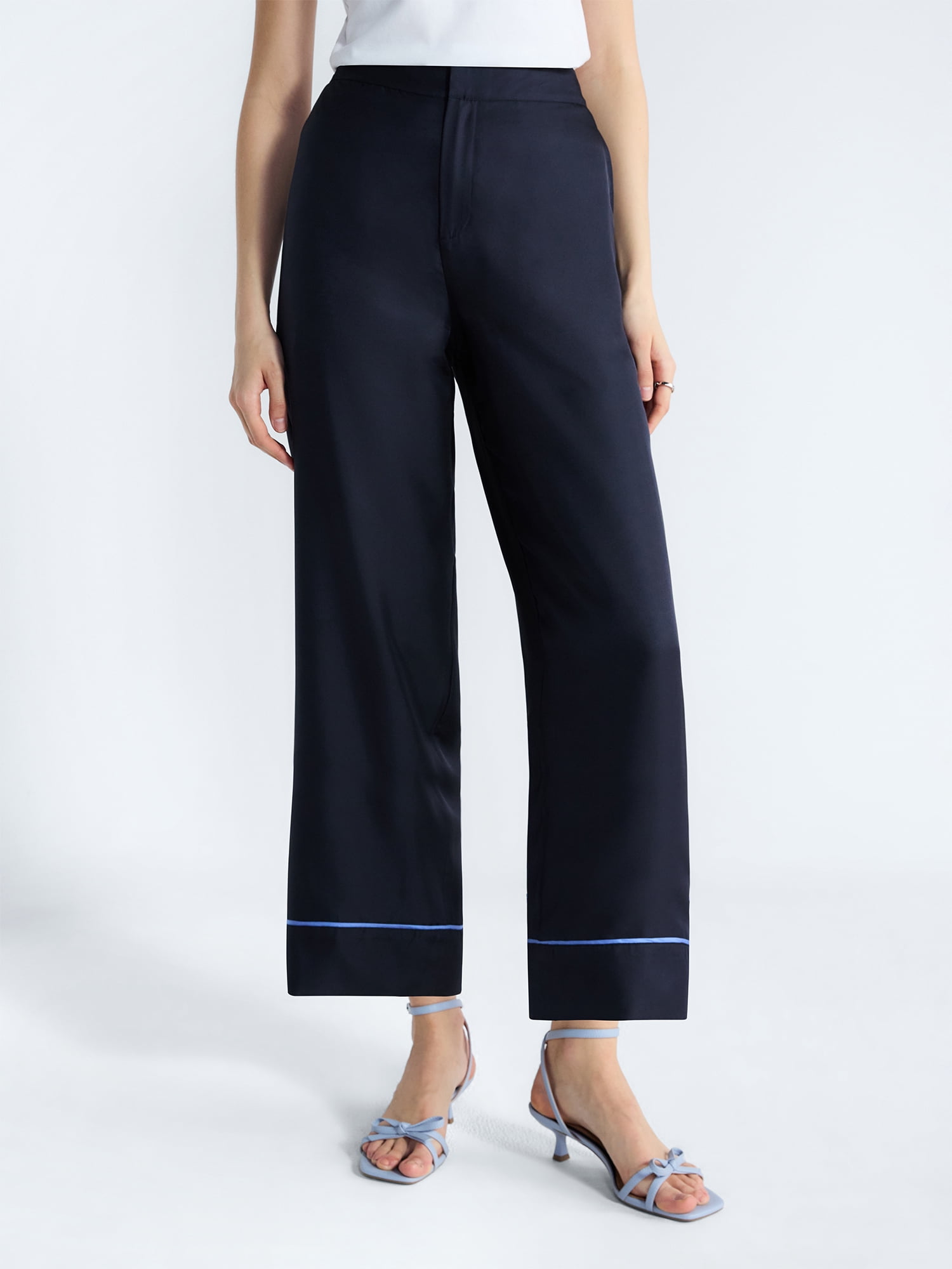 Free Assembly Women's and Women's Plus Cropped Silk Day Jama Pants, 27" Inseam, Sizes XS-4X
