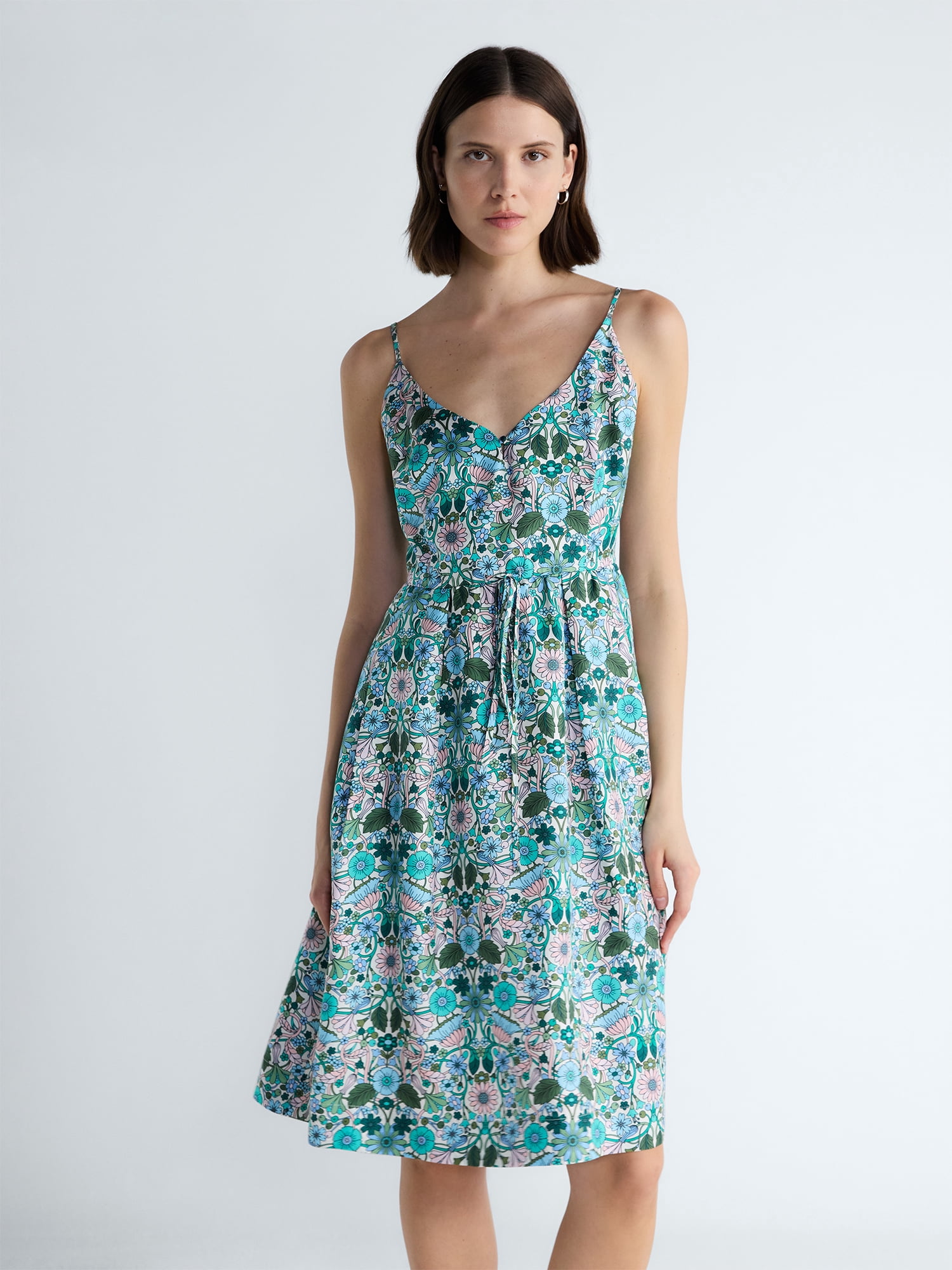 Free Assembly Women's and Women's Plus Sleeveless Printed Silk Dress, Sizes XS-4X