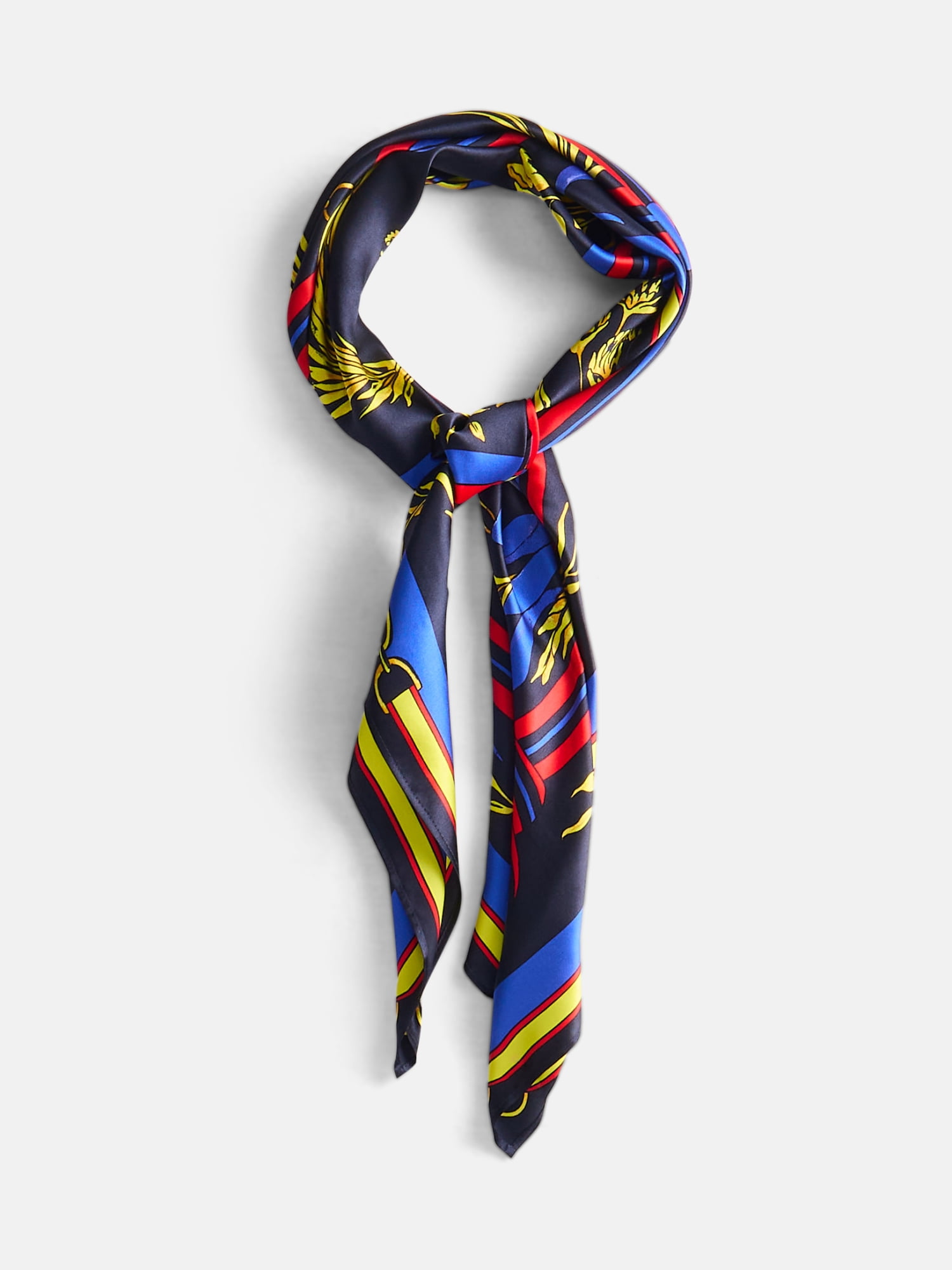 Free Assembly Women's Silk Print Scarf, Darkest Navy