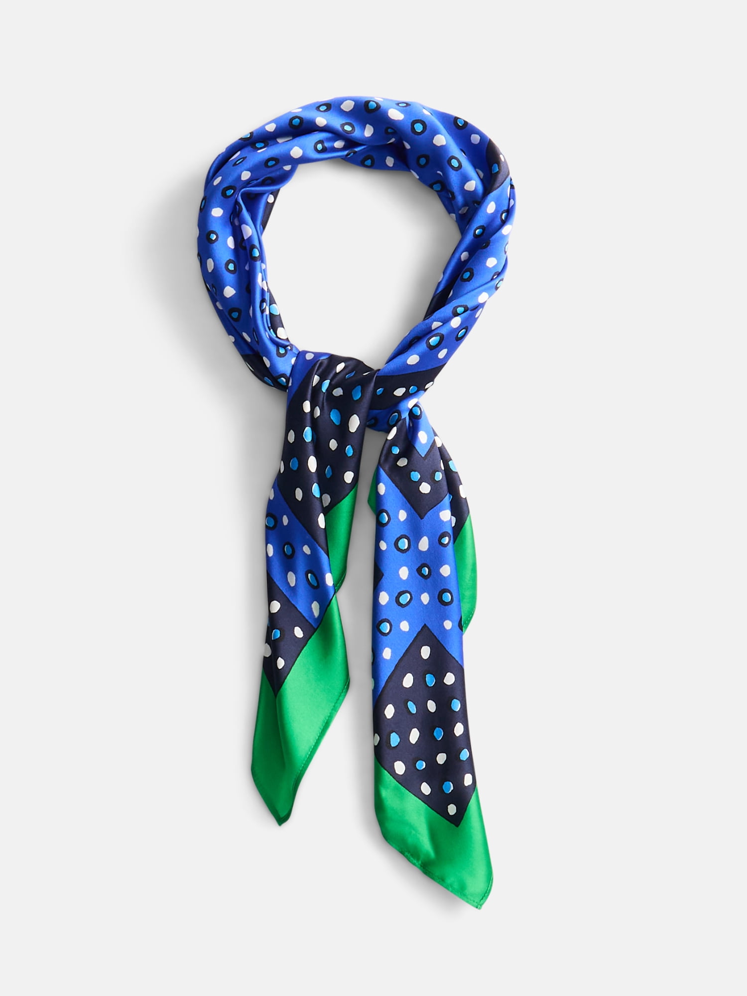 Free Assembly Women's Silk Print Scarf, Deep Pickle/Blue Dot