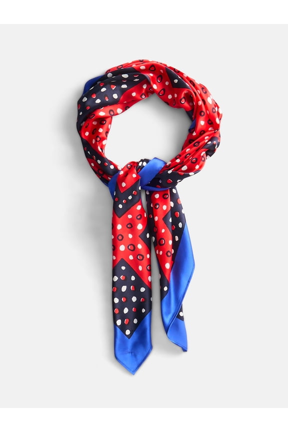 Women's Silk Print Scarf, Royal Crew