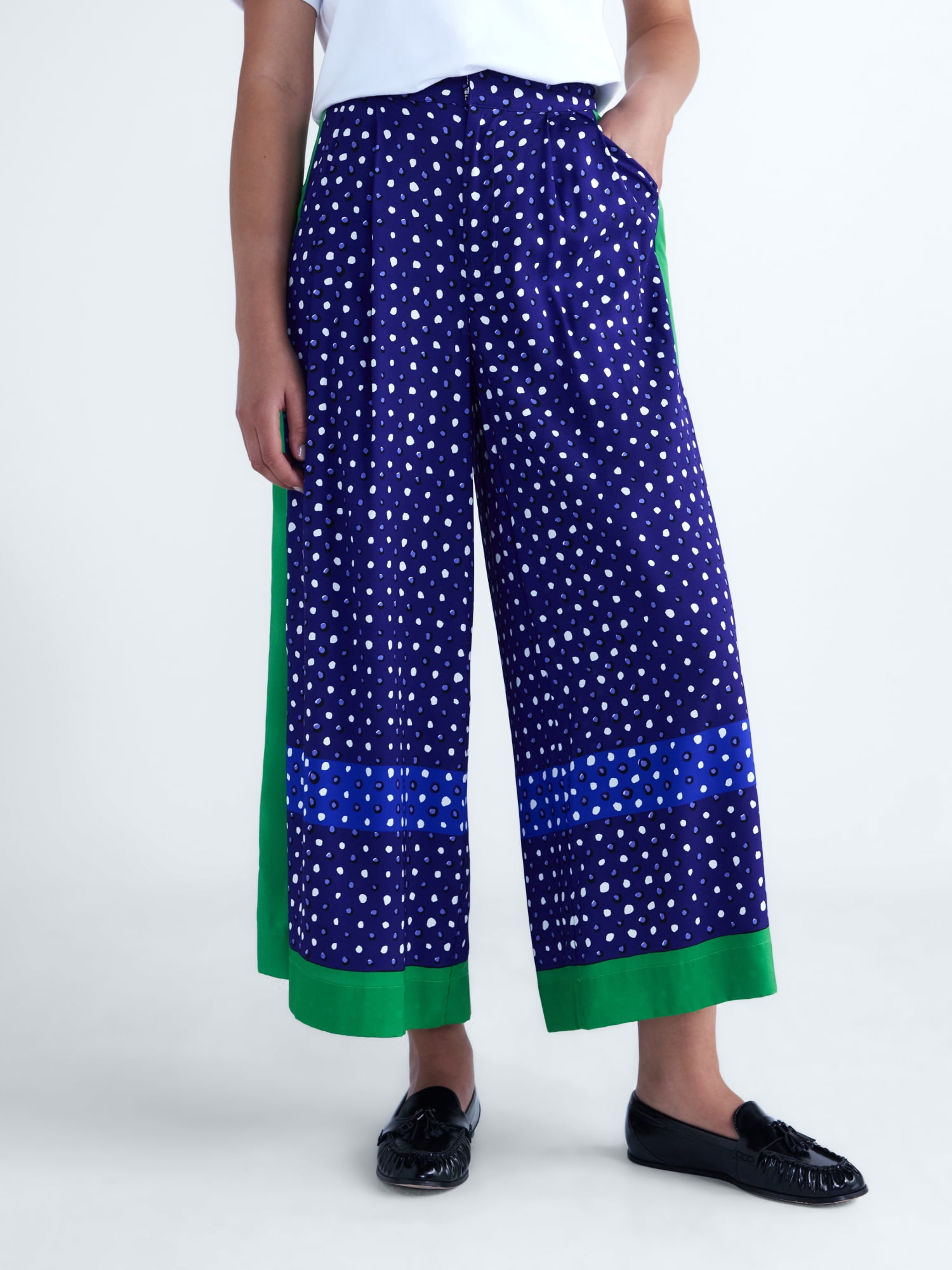 Free Assembly Women's and Women's Plus Silk Blend Cropped Wide Leg Pants, 26" Inseam, Sizes XXS-4X