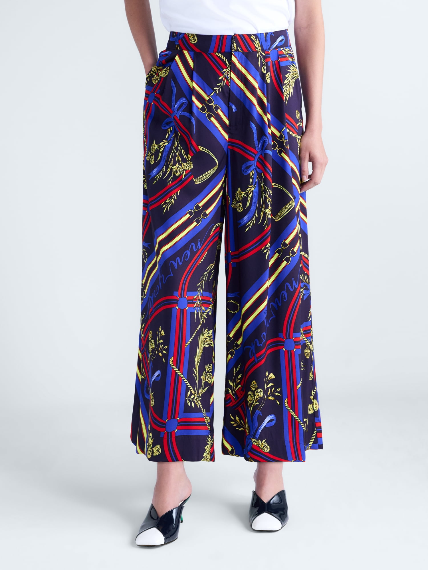 Free Assembly Women's and Women's Plus Silk Blend Cropped Wide Leg Pants, 26" Inseam, Sizes XXS-4X