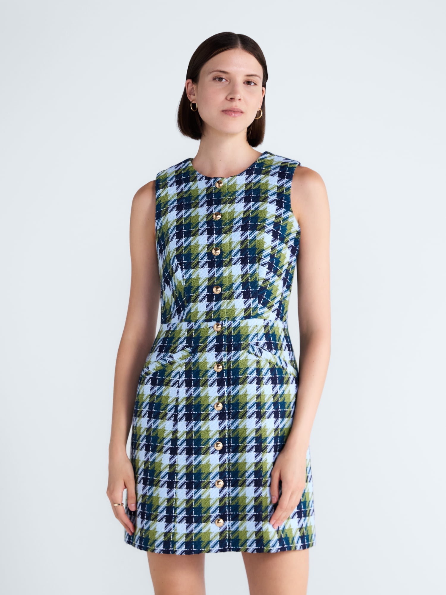 Free Assembly Women's and Women's Plus Sleeveless Tweed Mini Dress, Sizes 0-28