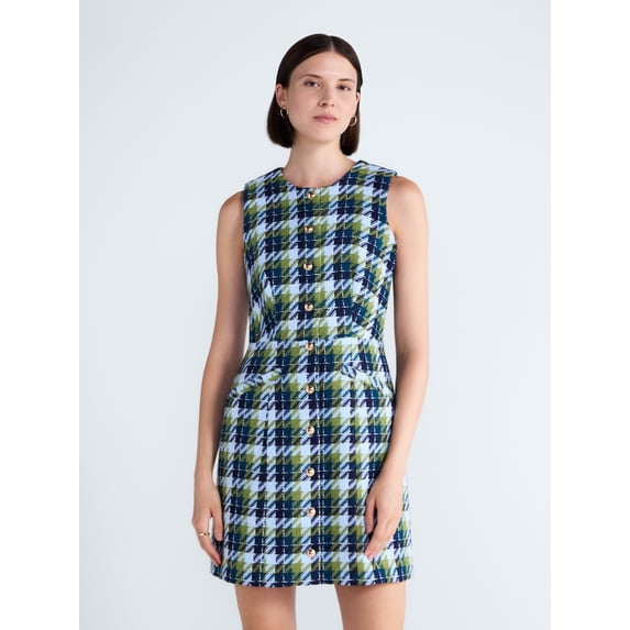 Free Assembly Women's and Women's Plus Sleeveless Tweed Mini Dress, Sizes 0-28