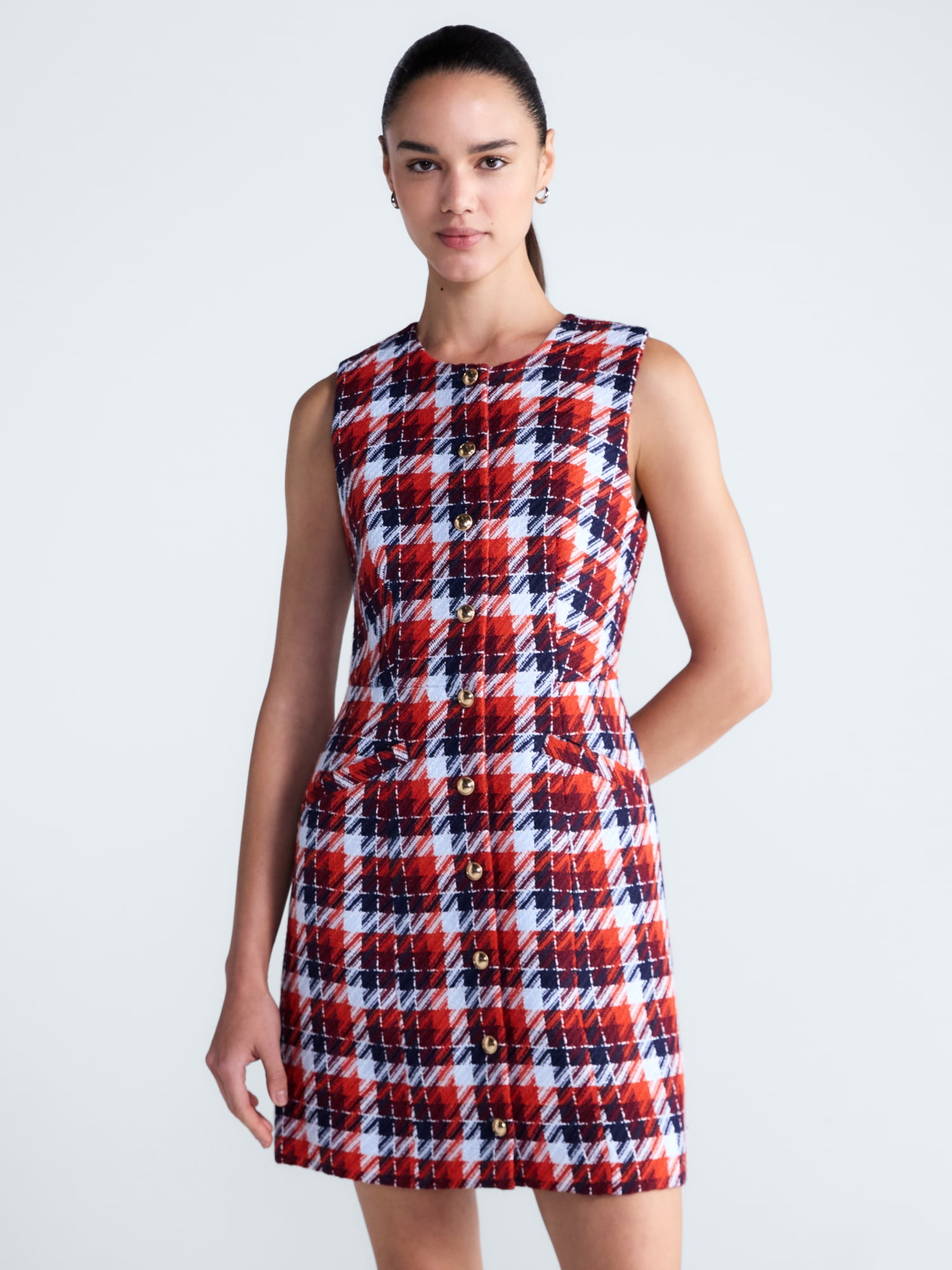 Free Assembly Women's and Women's Plus Sleeveless Tweed Mini Dress, Sizes 0-28