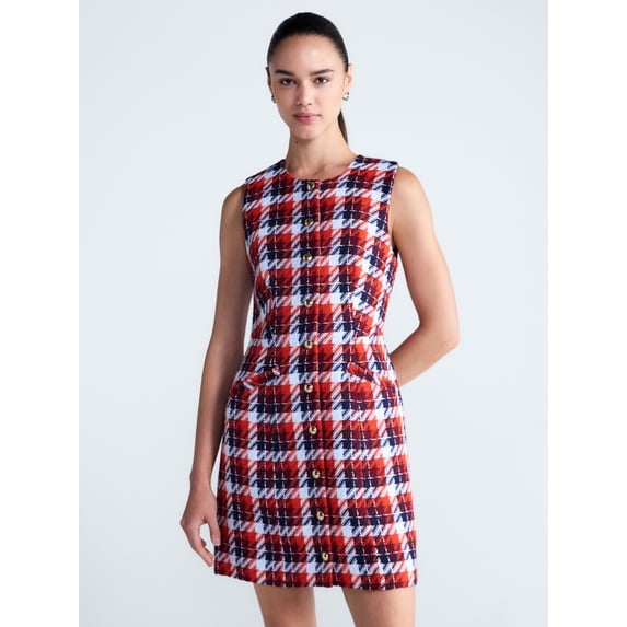 Free Assembly Women's and Women's Plus Sleeveless Tweed Mini Dress, Sizes 0-28