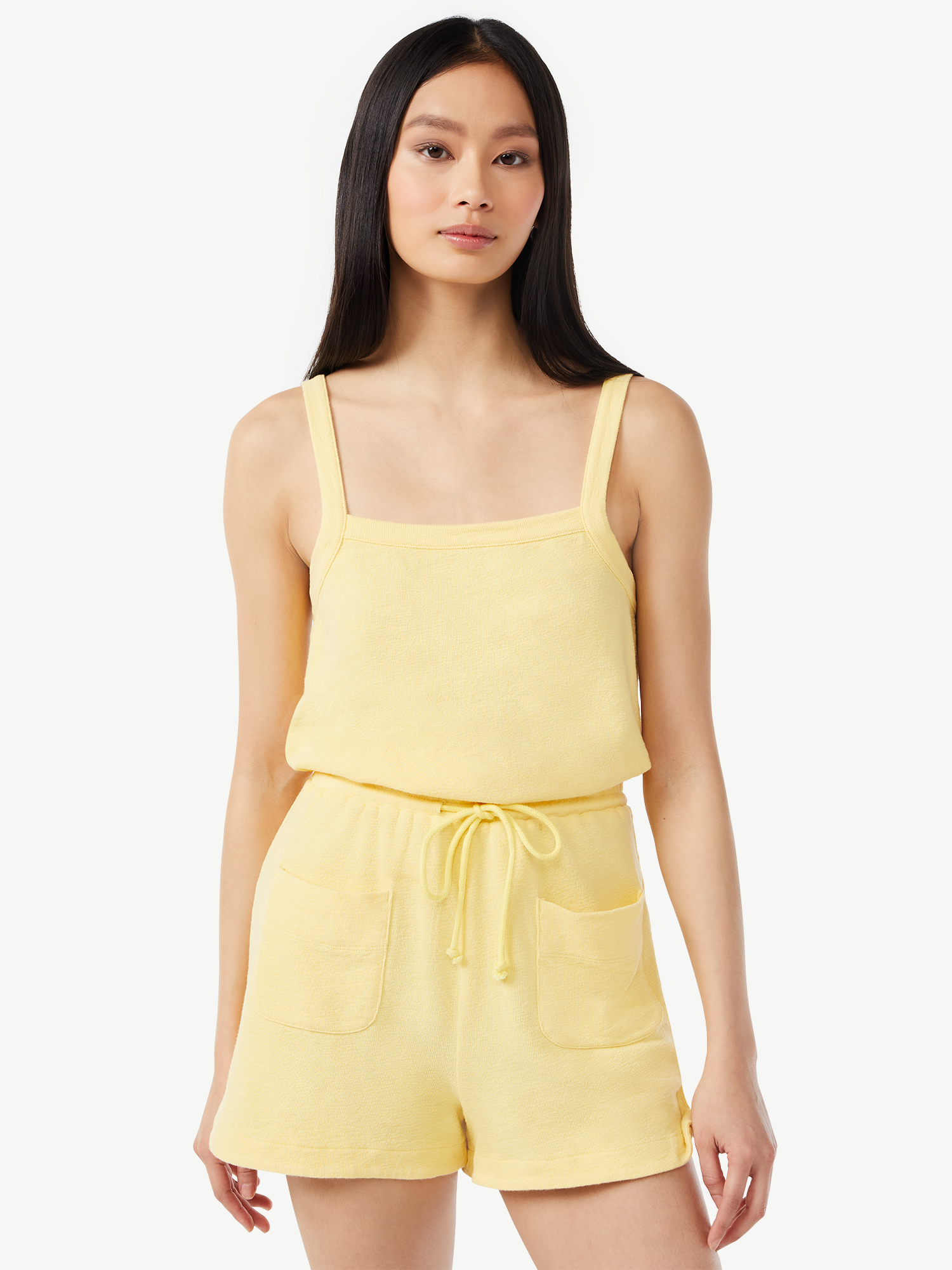 Free Assembly Women's Sleeveless Cotton Romper - image 1 of 5