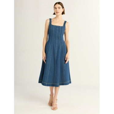 Free Assembly Women's Sleeveless Denim Panel Dress, Sizes XS-4X