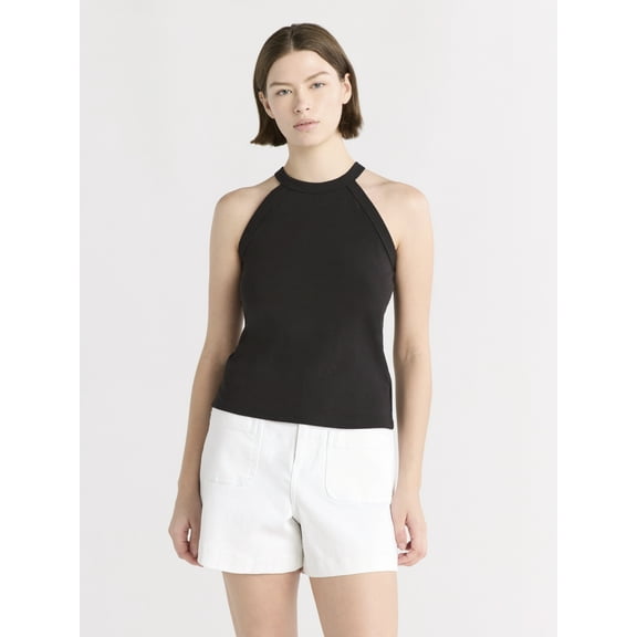 Free Assembly Women's Sleeveless Halter Tank Top, Sizes XS-XXL
