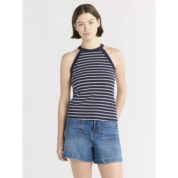 Free Assembly Women's Sleeveless Halter Tank Top, Sizes XS-XXL