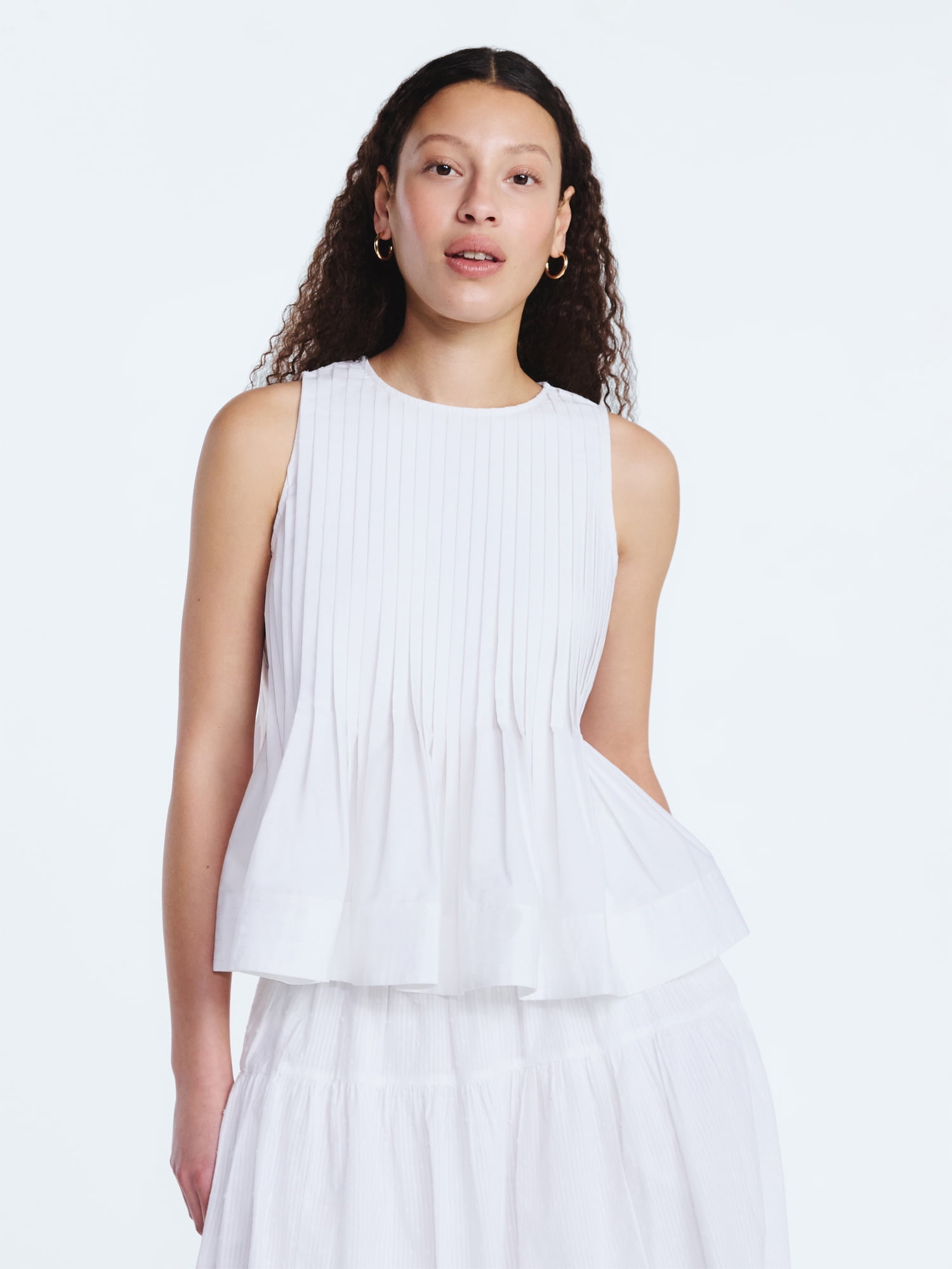 Free Assembly Women's Sleeveless Pintuck Peplum Top, Sizes XS-XXL
