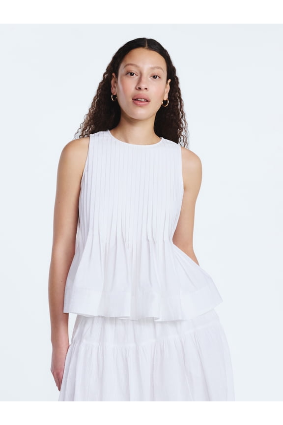 Women's Sleeveless Pintuck Peplum Top, Sizes XS-XXL