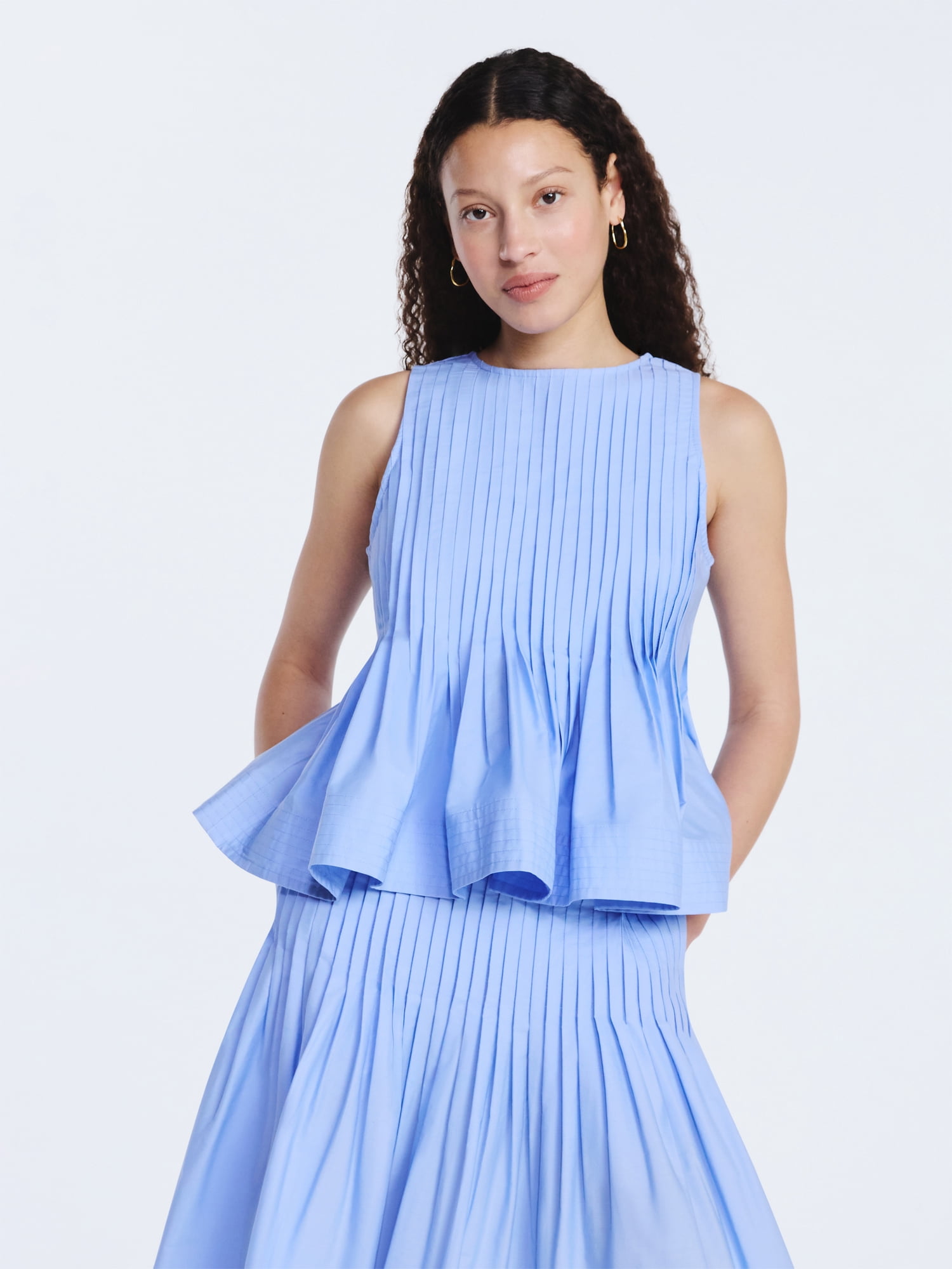Free Assembly Women's Sleeveless Pintuck Peplum Top, Sizes XS-XXL