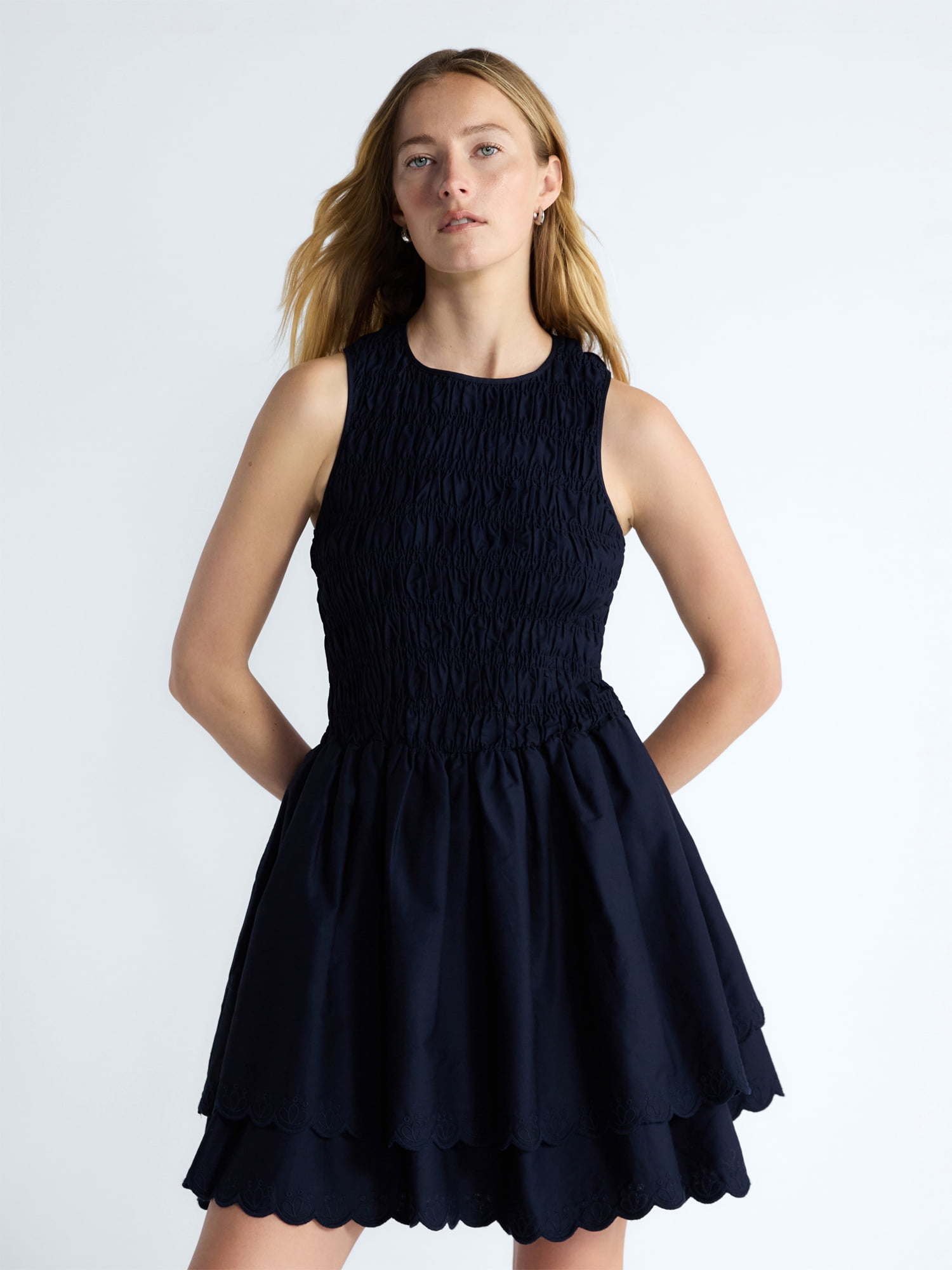 Free Assembly Women's and Women's Plus Smocked Cotton Sleeveless Mini Dress, Sizes XS-4X