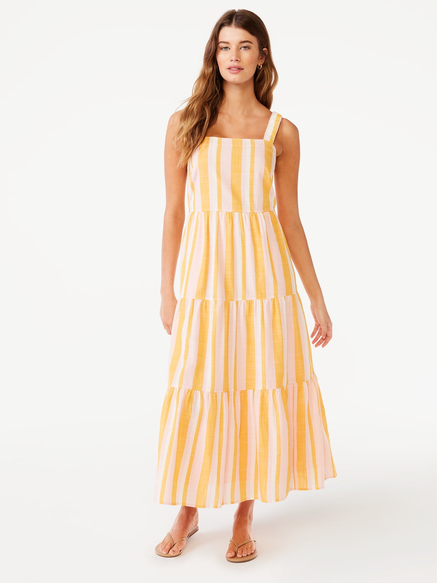 Free Assembly Women's Sleeveless Square Neck Maxi Dress with