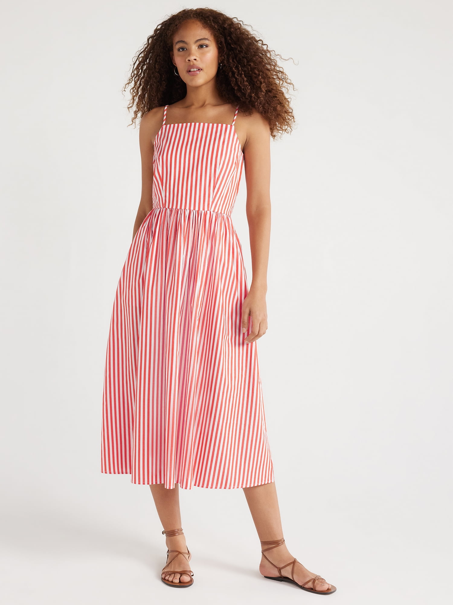 Free Assembly Women's Sleeveless Square Neck Midi Dress