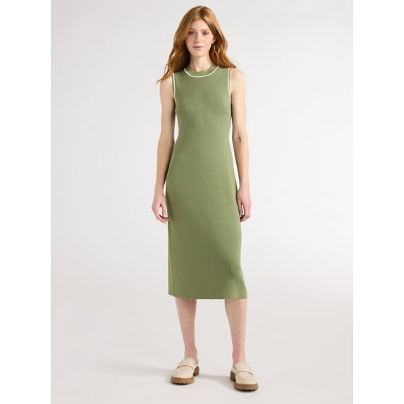 Free Assembly Women’s Sleeveless Sweater Knit Midi Dress, Sizes XS-XXL