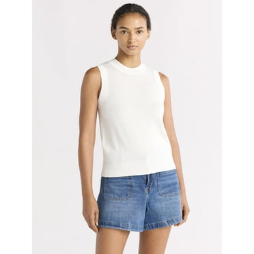 Free Assembly Women's Sleeveless Sweater Shell, Lightweight, Sizes XS-2XL