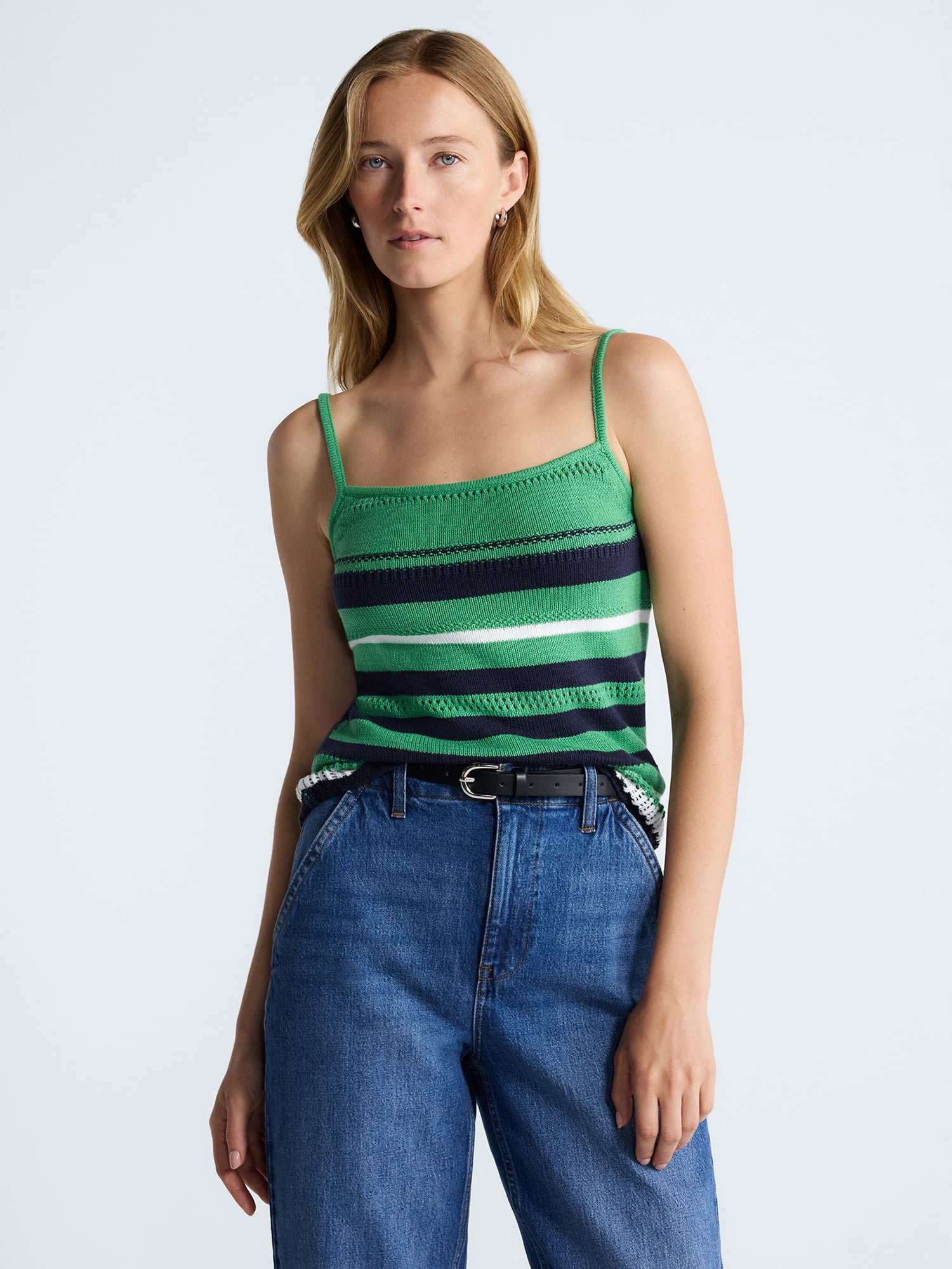 Free Assembly Women's Textured Stitch Stripe Tank Top, Sizes XS-XXL