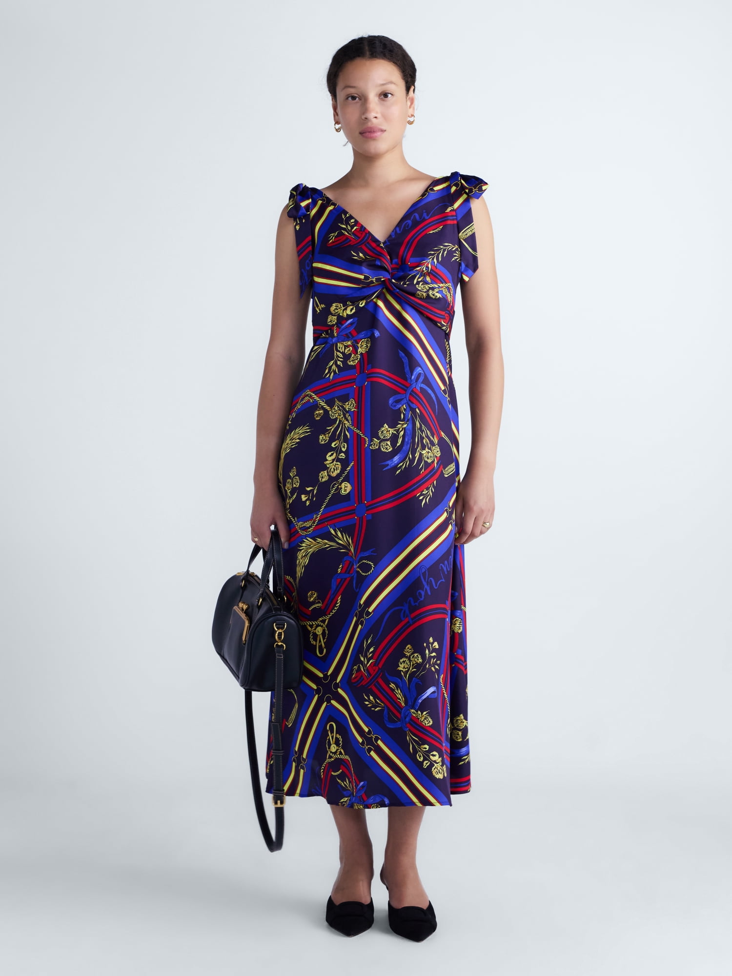 Free Assembly Women's and Women's Plus Silk Twist Front Sleeveless Maxi Dress, Sizes 0-26W