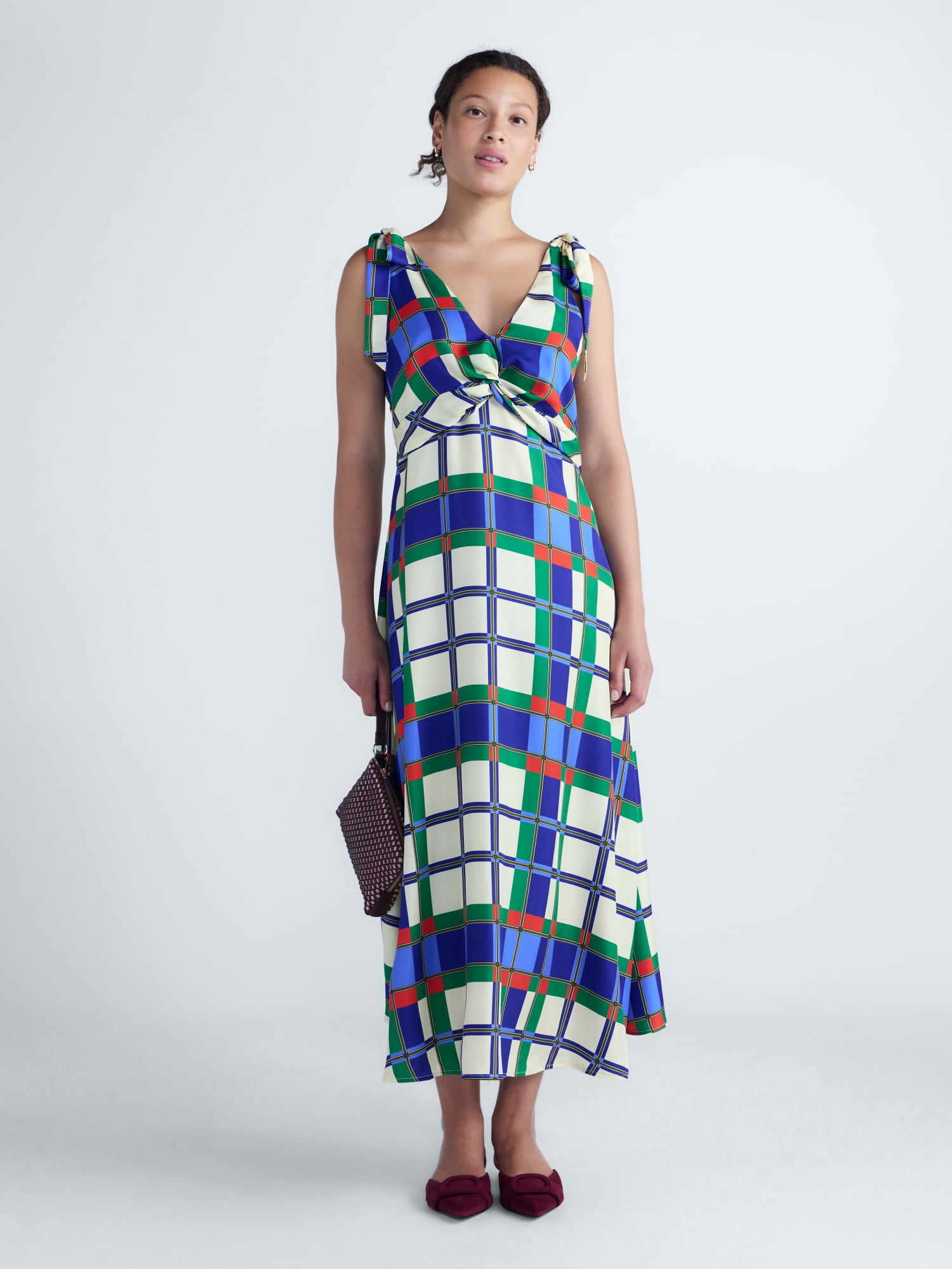 Free Assembly Women's and Women's Plus Silk Twist Front Sleeveless Maxi Dress, Sizes 0-26W