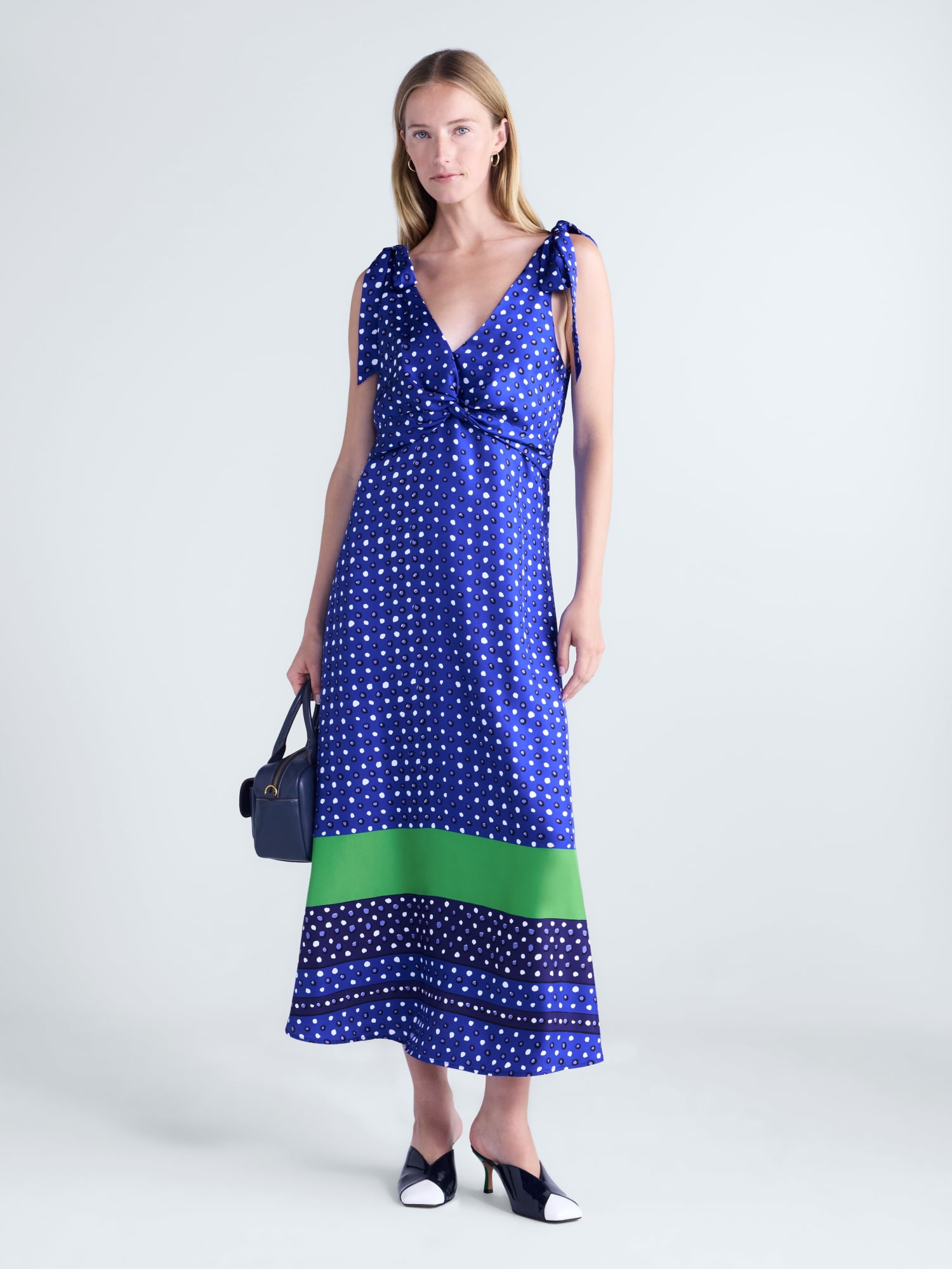Free Assembly Women's and Women's Plus Silk Twist Front Sleeveless Maxi Dress, Sizes 0-26W
