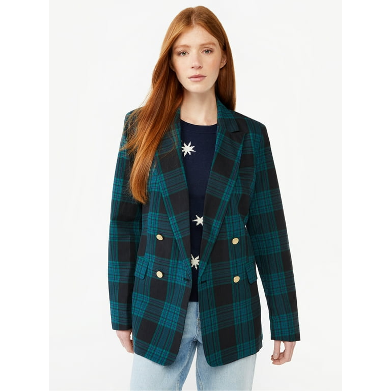 Free Assembly Women's Slim Double Breasted Blazer - Walmart.com