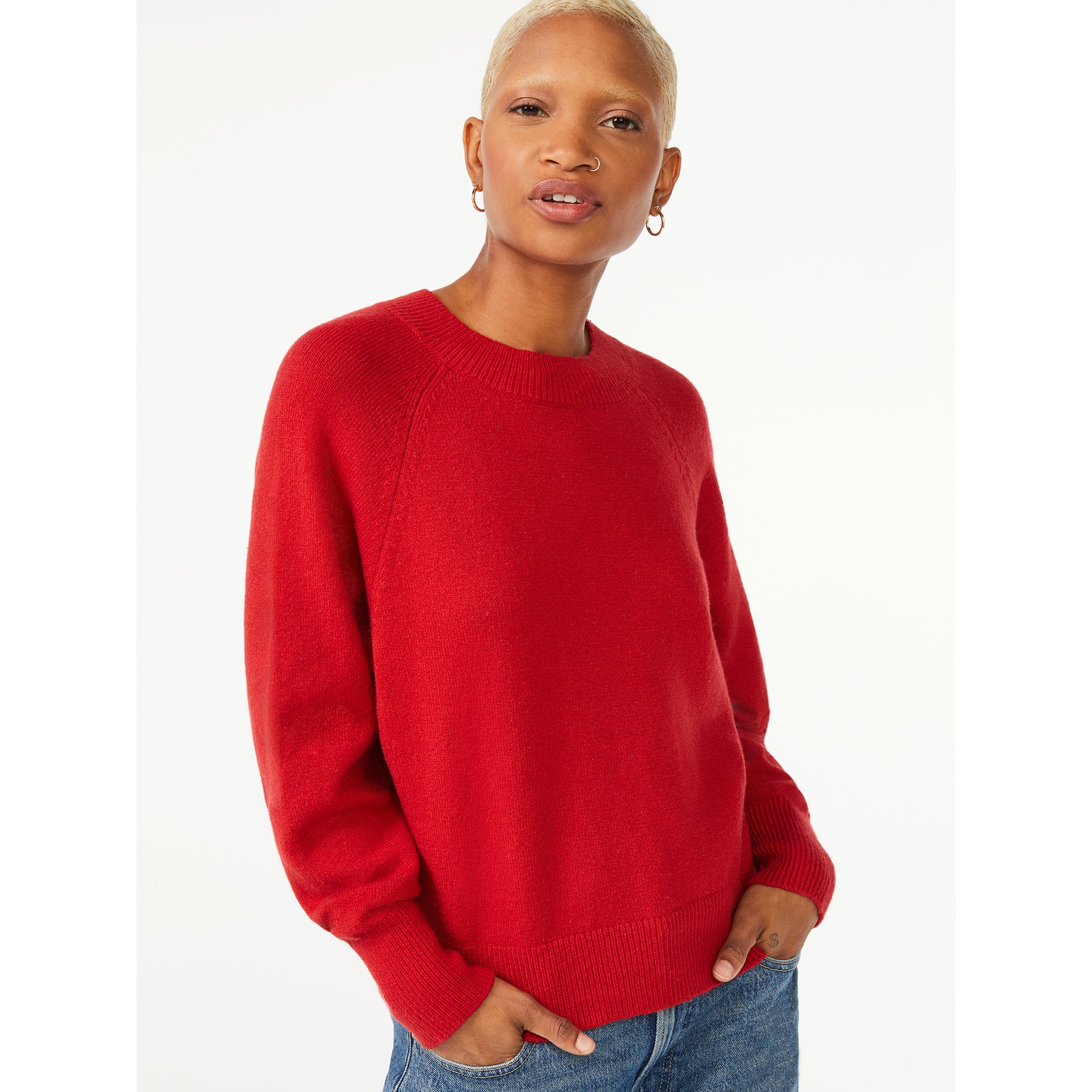 Free Assembly Women's Slouchy Sweater with Raglan Sleeves - Walmart.com