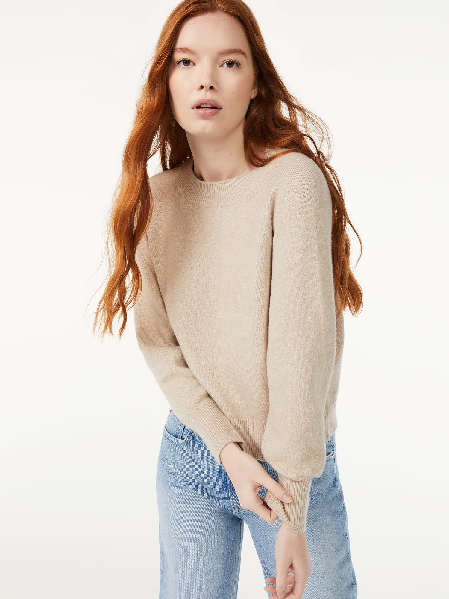 Free Assembly Women's Slouchy Sweater with Raglan Sleeves
