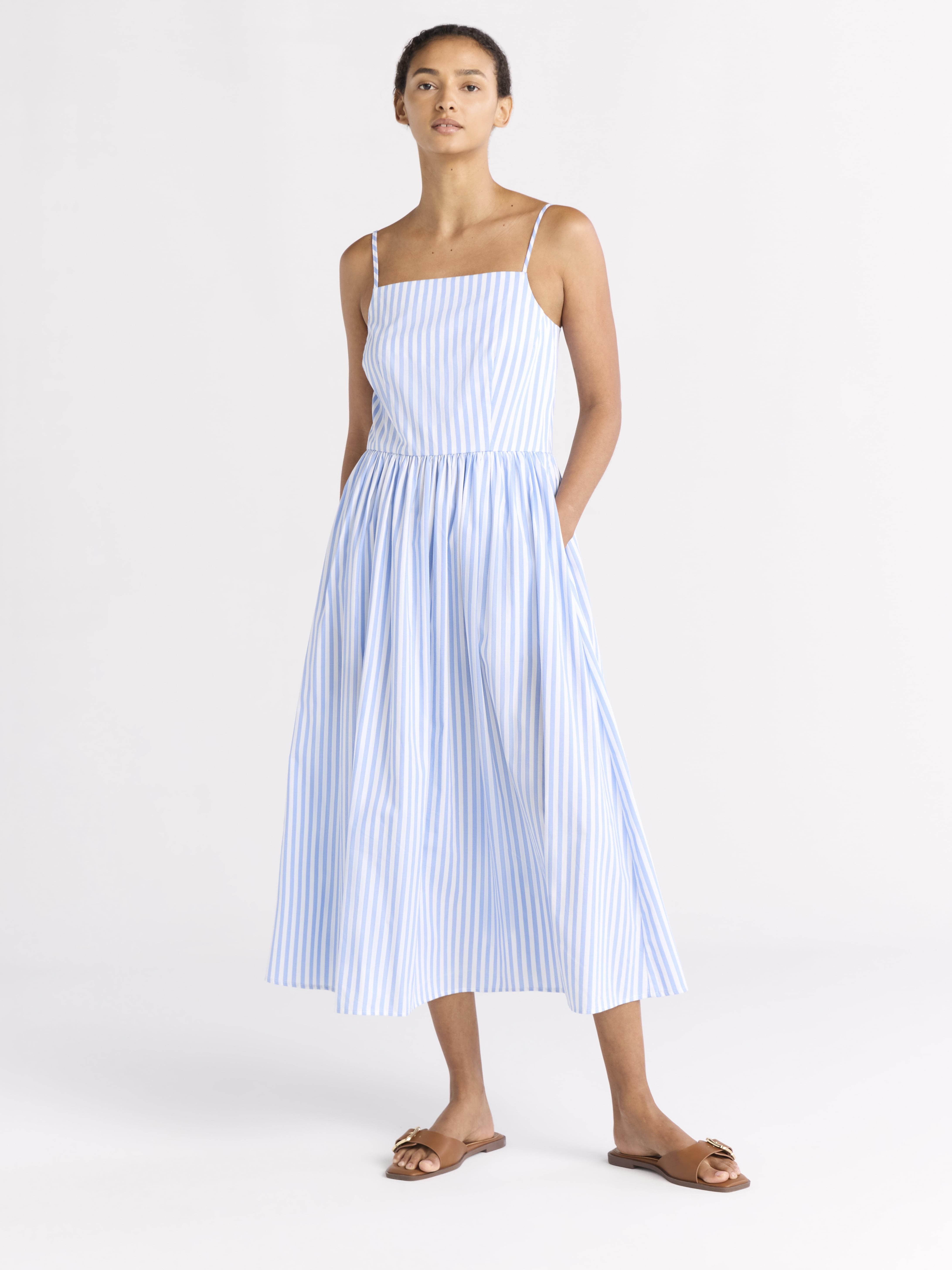 free assembly blue and white striped dress Anyssa Blue Striped Maxi Dress | Women's Clothing main image 1