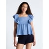 Free Assembly Women's Square Neck Cotton Top with 