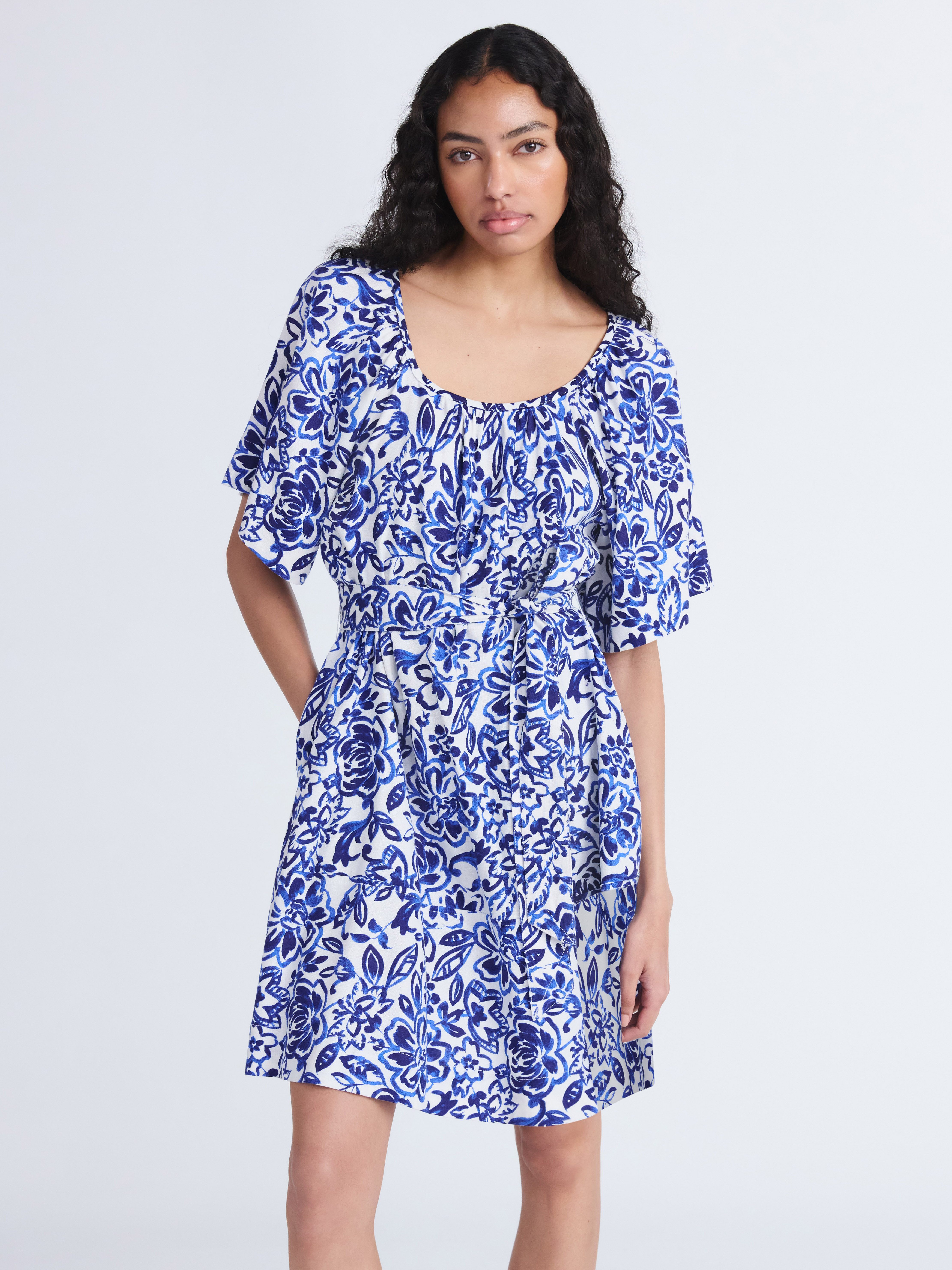 Free Assembly Women's Square Neck Mini Dress with Floral Print Sizes XS-XXL  - Walmart.com