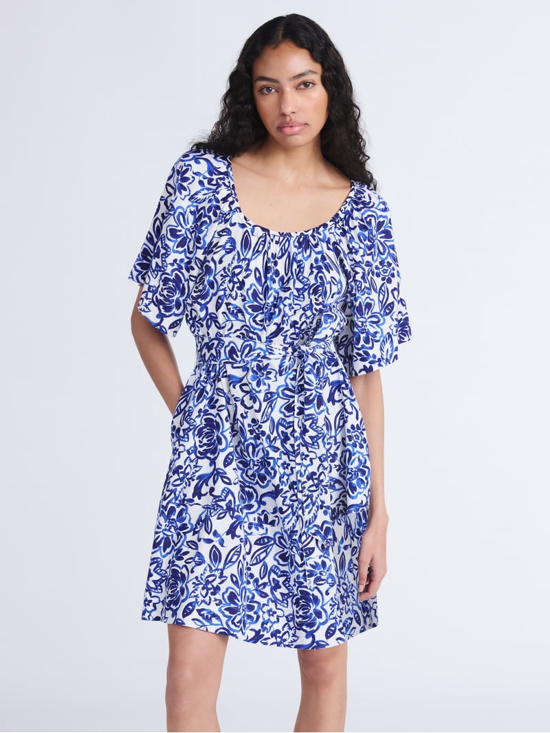 Free Assembly Women's Square Neck Mini Dress, Sizes XS-XXL