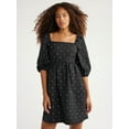 thumbnail image 1 of Free Assembly Women's Square-Neck Mini Dress with ¾ Sleeves, Sizes XS-XXXL, 1 of 8