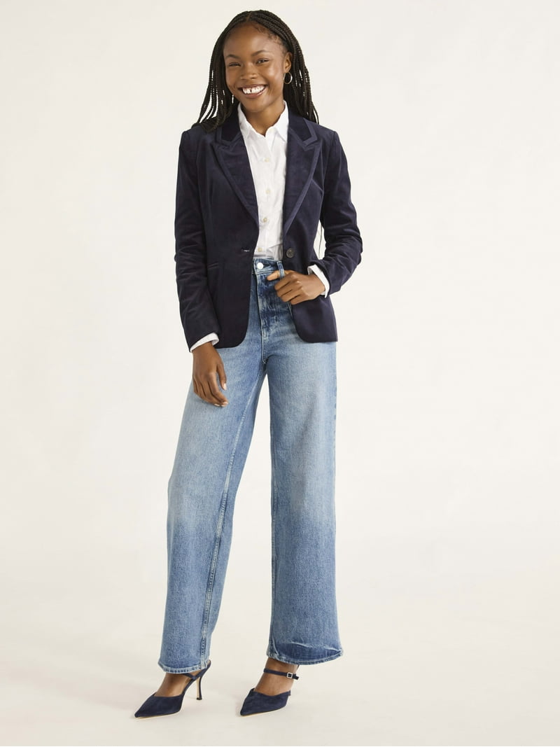 Jeans Velvet Navy Blazer Womens Free Assembly Women's And Women's