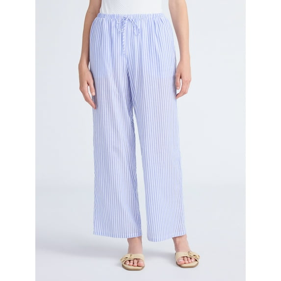 Free Assembly Women's Striped Cotton Coverup Pants, Sizes XXS-XXL